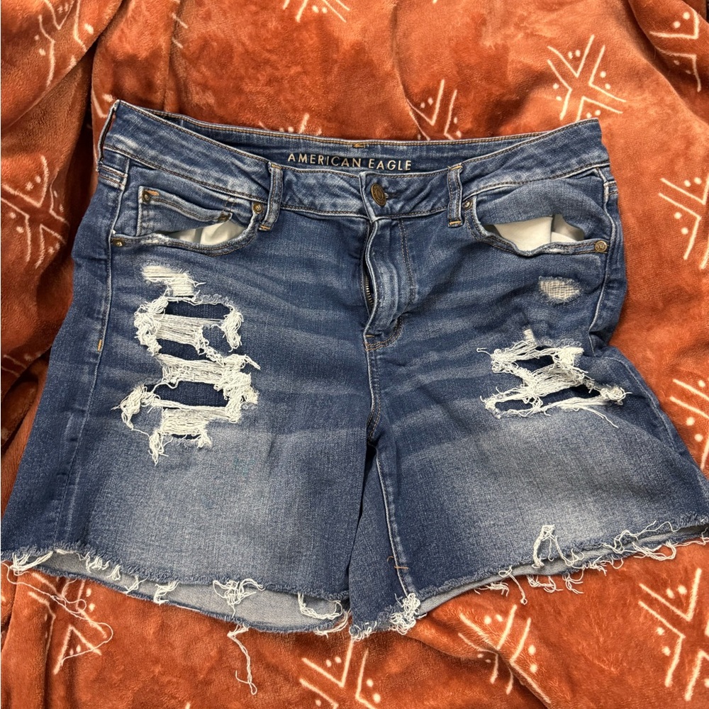 American eagle distressed midi shorts